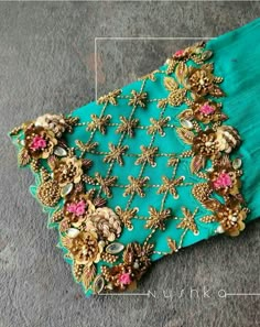 Luxury Green Blouse Piece With Handwork, Miral Hand Work Blouse, Floral Aari Work Blouse, Green Zardosi Work Blouse, Semi-stitched Silk Thread Blouse Piece With Handwork, Silk Saree Blouse Designs Patterns, Blouse Designs High Neck