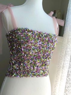 🌸Welcome to the Suzi Rose designs shop🌸 Website: www.suzirose.com          Instagram: suzi_rose_designs  🌸Design details  - Fitted Sequin top with tie up tulle straps. - Available in a few sequins options, please message me if you wish to view more photo of the sequins - The straps can be tied up into a bow at the front or back of the shoulders (The top is also available to order as a dress please view my other listings) - Stretch sequins fabric with a supportive jersey lining designed for a Tulle Straps, Bow Straps, Silver Sequin Top, Silver Pants, Sequins Top, Tulle Bow, Shop Website, Tulle Bows, Sequin Fabric