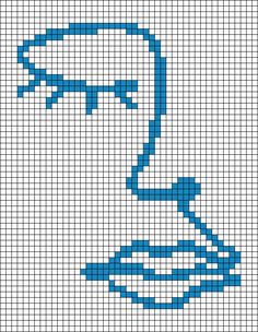 a cross - stitch pattern with a blue outline of a man's head and glasses