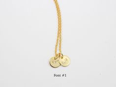 "Personalized tiny disc necklace. This necklace can be hand stamped with Initials or roman numerals. This is a perfect gift for yourself, your loved ones, bridesmaids, weddings, friendship, graduation. D E T A I L S * Disc size : 8mm * Chain length : 17.5\" * Material : Gold Plated, Rose Gold Plated, Silver Plated H O W ∙ T O ∙ O R D E R * Choose the material / color * Choose the number of coins * AT CHECKOUT, LEAVE US A NOTE WITH PERSONALIZATION DETAILS: - Leave us initials, letters or roman nu Nickel-free Gold Name Bracelet For Everyday, Minimalist Gold Name Bracelet For Friendship, Adjustable Hand Stamped Gold Bracelets, Simple Personalized Gold Bracelets, Hand Stamped Gold Bracelets For Friendship, Hand Stamped Gold Friendship Bracelets, Simple Gold Personalized Bracelets, Gold Minimalist Personalized Name Bracelet, Disk Necklace