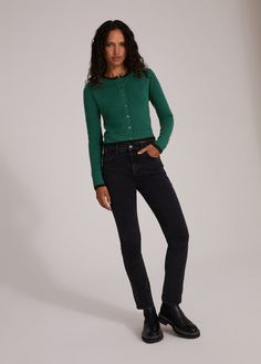 THE ERIN HIGH RISE SLIM STRAIGHT Favorite Daughter, Favorite Jeans, High Rise, Embroidery, Black