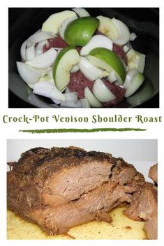 the crock pot venison shoulder roast is ready to be cooked