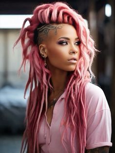 Punk Rock Hairstyles, Half Dreaded Hair, Bed Head Hair, Funky Haircuts, Hairline Tattoos, Short Weave Hairstyles, Hair Doo, Shaved Side Hairstyles, Mohawks