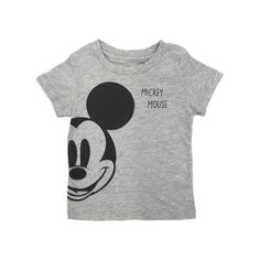 Your little one will look adorable in this fun short sleeved gray Mickey Mouse t-shirt! Infant sizes 60% Cotton, 40% Polyester Made in China Casual Gray T-shirt With Cartoon Print, Gray T-shirt With Cartoon Print And Crew Neck, Gray Cotton T-shirt With Cartoon Print, Casual Gray Cartoon Print Top, Casual Gray Tops With Cartoon Print, Cute Mickey Mouse Short Sleeve Tops, Playful Cotton Mickey Mouse T-shirt, Mickey Mouse Cotton T-shirt For Summer, Summer Cotton Mickey Mouse T-shirt