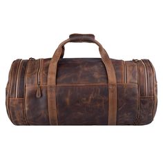 Our Carter Premium buffalo leather round duffel bag, which is trendy, unique, and classy, is a perfect match for your adventurous trips. Handcrafted by talented leather craftsmen, which makes it unique and one of a kind. Whether you are planning a small weekend trip or a business trip, this buffalo leather duffle is the perfect match.  It comes with an adjustable leather shoulder strap and sturdy top handles that make it super durable and will last a very long time. We are glad to let you know t Rugged Large Capacity Duffle Bag For Travel, Rugged Brown Duffle Bag With Large Capacity, Brown Leather-lined Duffle Bag For Trip, Brown Leather Lined Duffle Bag For Trip, Vintage Travel Duffle Bag With Leather Lining, Vintage Leather-lined Duffle Bag For Travel, Brown Duffle Bag With Leather Lining For Trip, Rugged Brown Travel Bag With Large Capacity, Rugged Large Capacity Brown Travel Bag