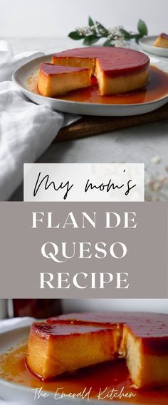 flande queso recipe on a plate with the title overlay reads my mom's flander queso recipe