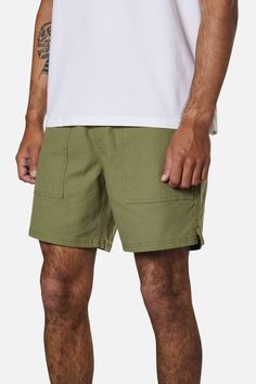 Inspired by one of our original 1970's short designs, the Trails Short is a favorite in our collection. Made from a durable cotton canvas spandex fabric, the Trails Short has a 17" outseam and features an elastic waistband, front patch pocket, back welt pockets, notched side seam hem, faux fly and interior binding. 98% cotton 2% spandex fabric Front patch pockets Back welt pockets Faux fly Notched side seam hem Interior binding 17" outseam | Trails Shorts Men's Size XXL Cotton in Umber by Katin Designer Shorts, Spandex Fabric, Welt Pockets, Welt Pocket, Patch Pocket, Mens Shorts, Binding, Cotton Canvas, Spandex