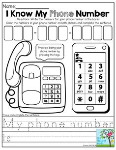 i know my phone number worksheet for kids to practice the letter k and numbers