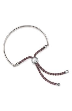 A gleaming metal friendship bracelet in a super-stackable style is the perfect classic gift for a loved one or close friend. Monica Vinader's logo-engraved slide toggle easily adjusts this piece's length for a made-for-you fit. 6 1/4"–9 3/4" adjustable inner circumference; 1/8" width Adjustable slide closure Can be engraved; >see locations Sterling silver or sterling silver with 18k-gold plate/nylon Imported American Fashion Designers, Monica Vinader, Gift Kit, Bracelet Style, Keep Jewelry, The Butterfly, Luxury Brands, Friendship Bracelet, Infinity Bracelet