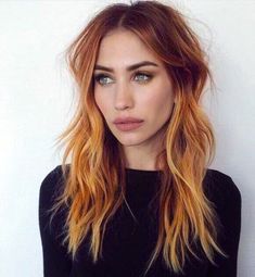 Orange Ombre Hair, Red Hair Green Eyes, Cheveux Oranges, Copper Balayage, Hair Color Auburn, Copper Hair Color, Hair Color Shades, Hair Color Highlights, Trendy Hair Color