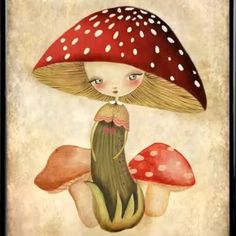 This Print Features A Whimsical Design Of A Young Mushroom Girl, Standing Fluidly In A Plant-Like Dress, Amongst A Couple Of Other Mushrooms. It Would Fit Very Well In A Young Girl's Room However It's A Nice Image Any Age And Any Room! Darling Image With Great Detail. Two Sizes Available: 12"L X 8"W (21x30cm) And A Larger Size Of 16"L X 12"W (40x30cm). This Listing Is For The Smaller Size 12"L X 8"W (21x30cm). I Have The Larger Size In A Separate Listing. * High Quality Print - Superior Canvas F Era Victoria, Mushroom Girl, Illustration Kunst, Mushroom Drawing, Soyut Sanat Tabloları, Girl Standing, Mushroom Art, Whimsical Design, Art And Illustration