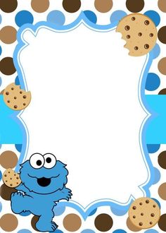 a cookie monster with chocolate chip cookies on it's back and an empty sign in the middle