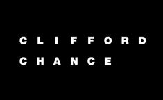 the words cliff ford chance in white on a black background