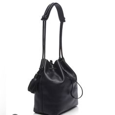 Vince Camuto Women's Black Shoulder Bag - Lorin Drawstring Bucket Elegant Leather Hobo Bag With Long Strap, Elegant Black Bag With Long Strap, Vince Camuto Bag, Black Shoulder Bag, Vince Camuto, Shoulder Bags, Bag Lady, Shoulder Bag, Women Shopping