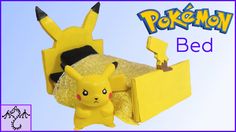 a yellow bed with a pikachu on it and the words, pokemon bed