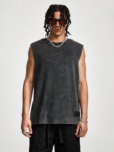 Men Summer Casual Distressed Wide Shoulder Tank Top White Casual  Sleeveless Knitted Fabric Plain  Medium Stretch  Men Clothing, size features are:Bust: ,Length: ,Sleeve Length: Men Summer Casual, Fire Clothes, Cut Off Shirt, Pilots Aviation, Tank Top Outfits, Muscle Tank Tops, Sleeveless Tee, Men Summer, Mens Fashion Summer