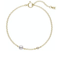 An A+ Akoya cultured pearl and a bezel set diamond add points of luster and sparkle for a bracelet with everyday elegance. Bracelet is 7 inches with a sizing loop at 6.25 inches for shorter wear.
Give the gift of a lifetime with nature's most precious jewel. Legendary quality and style since 1893, Mikimoto jewels are objects of desire to cherish today and for generations to come.
Due to the unique nature of pearls, shade of color, shape or texture, may vary slightly from photo. Classic Gold Pearl Bracelet With Diamonds, Classic Gold Diamond Pearl Bracelet, Gold Diamond Pearl Bracelet For Anniversary, Luxury Pearl Chain Bracelet For Anniversary, Yellow Gold Pearl Chain Bracelet For Anniversary, Elegant Yellow Gold Diamond Pearl Bracelet, Formal Pearl Chain Bracelet, Formal Yellow Gold Bracelets With Pearl Charm, Formal Yellow Gold Bracelets With Pearl Chain