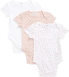 Nordstrom Assorted 3-Pack Bodysuits | Nordstrom Infant Seat, Nordstrom Baby, Maxi Cosi, Booster Seat, Soft Pastel, Kids Wear, Pink White, Solid Colors, Baby Onesies