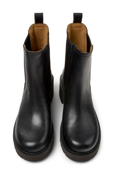 Bring ground-pounding style to casual looks in this bold Chelsea boot anchored by a flexible lug sole. Pull-on style with elastic gore insets OrthoLite® footbed Leather and textile upper/textile lining/synthetic sole Imported Black Lug Sole Boots, Chelsea Boot Women, Lug Sole Boots, Fall 24, Chelsea Boots Women, Leather Chelsea Boots, Chelsea Boot, Lug Sole, Leather Working