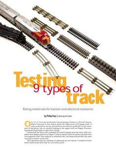 an advertisement for train tracks with trains on them