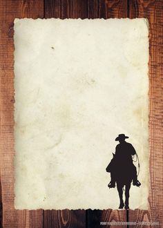 an old paper with the silhouette of a cowboy on it