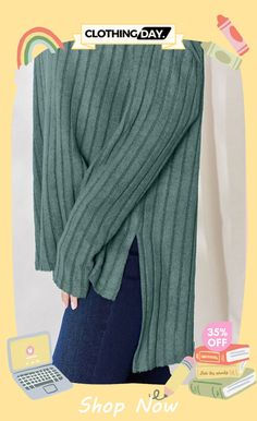 Basic Bae Full Size Ribbed Half Button Long Sleeve High-low T-shirt Green Tops With Ribbed Neckline For Fall, Green Casual Knit Top, Casual Ribbed Long Sleeve Tops, Casual Long Sleeve Ribbed Tops, Casual Ribbed Top, Trendy Ribbed T-shirt For Fall, Casual Solid Knit Top With Ribbed Neckline, Casual Ribbed T-shirt For Winter, Trendy Long Sleeve Knit T-shirt