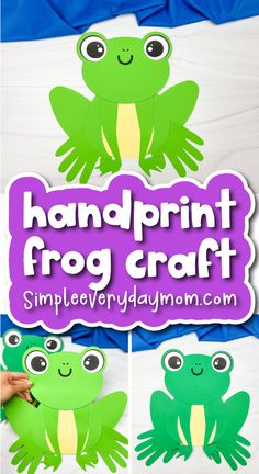 handprint frog craft for kids to make with paper and construction material it's easy and fun