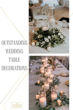 wedding table decorations with candles and flowers