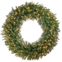 a christmas wreath with lights on it