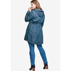 The best kind of blues – Somewhere in between a sweatshirt & a hoodie, meet the denim Anorak jacket. With all the features and double the cool factor, it’s designed with an attached hood, braided drawstring & leather stoppers. Snap-front with concealed double zipper, long sleeves with button cuff, 2 zipper breast pockets & inner adjustable drawstring to cinch at the waist for shape. Collarless Denim Jacket, Faux Fur Trim Coat, Long Puffer Coat, Hooded Raincoat, Plus Size Coats, Anorak Jacket, Swimsuits For All, Fleece Coat, Tweed Jacket