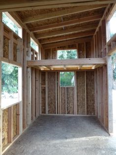 the inside of a house being built with wood framing