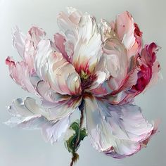 a painting of a pink flower on a white background