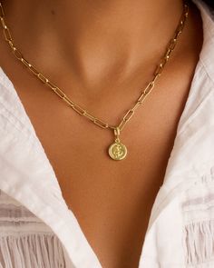 The Anchor Coin Parker Charm is the perfect way to add a unique and personal touch to your necklace. Crafted with a simple hinge closure, this anchor charm quickly and securely attaches to your favorite chain. Anchor Coin Parker Charm in 18k Gold, Women's by gorjana Earrings Stacking, Gorjana Jewelry, Anchor Charm, Gold Coin Necklace, Back Necklace, The Anchor, Coin Ring, 14k Gold Necklace, Mix Style