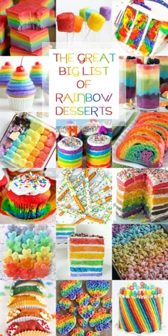 rainbow desserts with the words, the great big test of rainbow desserts