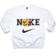 Note This Is A Custom Made Item, This Is Not A Nike Product Xsmall- Xxl Heavy Blend Fleece Crew Sweatshirt Is A Comfortable Mix Of 50% Cotton And 50% Polyester. 8 Oz.(Us) 13.3 Oz.(Ca), 50/50 Preshrunk Cotton/Polyester Winnie The Pooh Nike, Nike Sweaters, Nike Sweatshirt, Disney Sweatshirts, Money Making Hacks, Nike Sweater, Nike Sweatshirts, Crew Sweatshirts, Teen Fashion Outfits