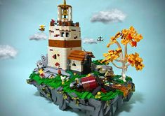 A LEGO floating island made for Wandering Skies 2024. Check out my YouTube video to find out more about this build! #lego #legoisland
 #legomoc #afol #steampunk #lighthouse Lighthouse