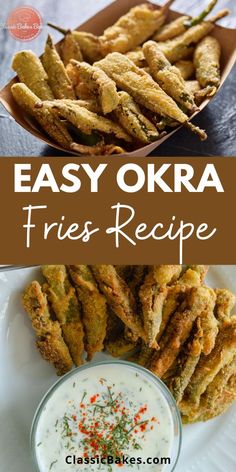 how to make okra fries with ranch dip and sour cream sauce on the side