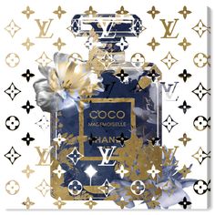 an image of a painting with flowers and louis vuitton logo on it's frame