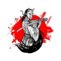 Ninja Stickers, Oni Samurai, Geisha Tattoo Design, Ronin Samurai, Samurai Girl, Arte Ninja, Bunny Mask, Ninja Girl, Fox Mask