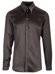 EXT. COMPOSITION:100%Seta | Dolce & Gabbana Men's Silk Shirt in Brown | FW23/24 Feminine Chic, Stefano Gabbana, Silk Shirt, Italian Style, Stylish Shirts, Luxury Retail, Black Casual, Luxury Boutique, Put On