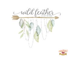 the wild feather clothing logo is shown with leaves and beads hanging from it's side