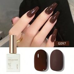 Feeling rich and classy with these chocolate brown nails! Coffee Brown Color, Red Gel Nails, Solid Color Nails, Glitter Gel Polish, Color Nails, White Nail Polish, White Nail