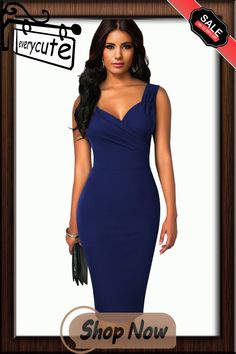 Nice-forever Summer Women Solid Color Sexy Deep V Elegant Dresses Cocktail Wedding Party Vintage Bodycon Sheath Dress B669 Sheath Bodycon Dress For Wedding, V-neck Bodycon Mini Dress For Wedding, Elegant Blue Bandage Dress For Party, Elegant Blue Bodycon Dress With Sweetheart Neckline, Elegant Dresses Cocktail, Off Shoulder Long Dress, Cocktail Wedding, Dresses Cocktail, Wedding Cocktails