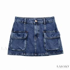 Lasaky - Casual Utility Pocket Decorated Denim Skirt Skirt Images, Moda Denim, Body Skirt, High Waisted Denim Skirt, Embellished Shorts, Denim Cargo, Denim Chic, Denim Skirt Women, Denim Skirts