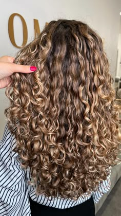 Baby Caramel Highlights, Red Babylights On Dark Hair, Curly Brown Hair Highlights, Light Caramel Highlights On Brown Hair, Wavy Hair Highlights Brunettes, Curly Hair With Lowlights, Honey Highlights Curly Hair, Curly Brown Hair With Highlights, Highlights For Curly Hair