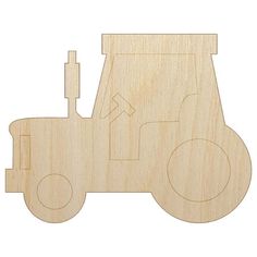 a wooden cutout of a tractor