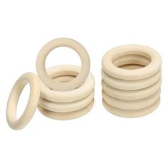 several white rubber rings on a white background