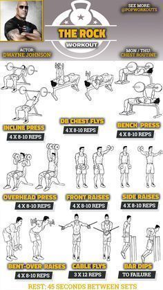 the rock workout poster with instructions to use it for strength and bodyweights, including exercises