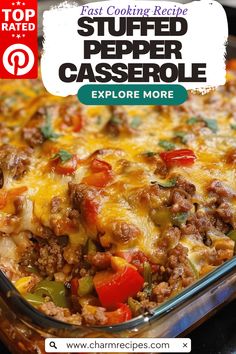 a casserole dish is shown with the title text overlaying it's image