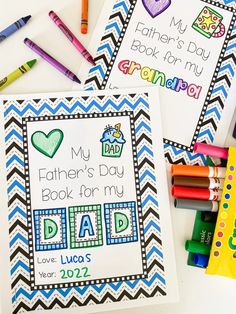 father's day book for dad coloring pages with crayons on the table